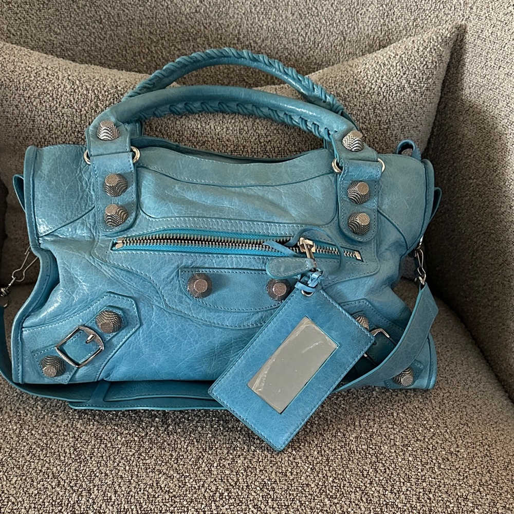 Vintage Balenciaga Le City Bag medium Satchel with Silver Details